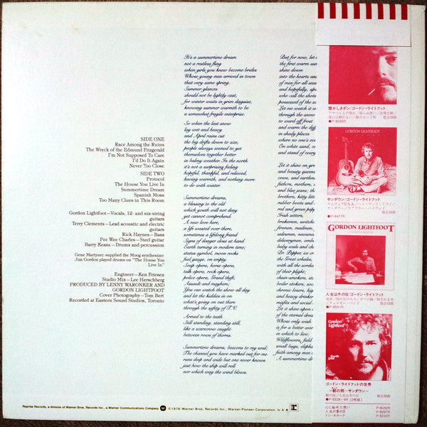 Master Release: Summertime Dream by Gordon Lightfoot