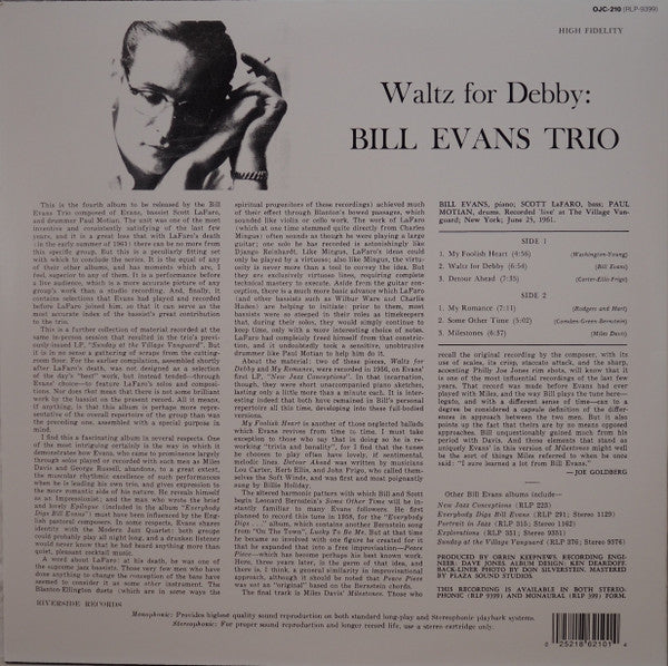 Release: Waltz For Debby-Vinyl-US-2011-OJC-210, RLP-9399-1324259