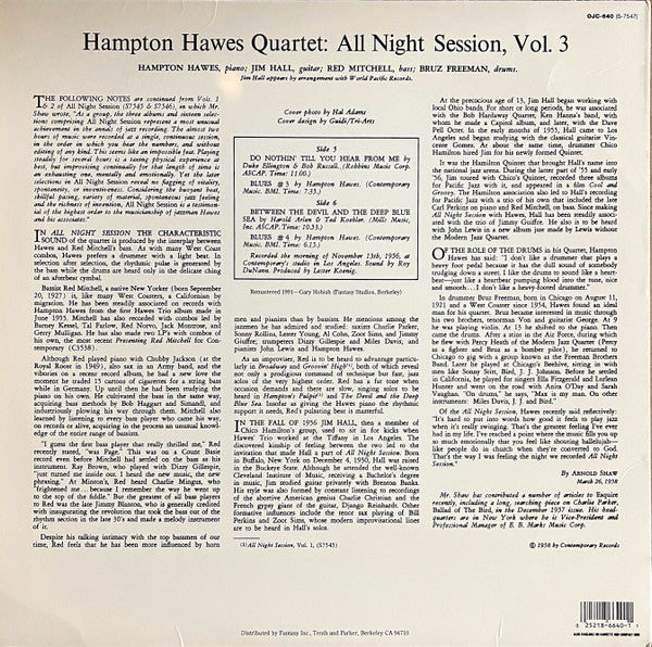 Release: All Night Session, Vol. 3-Vinyl-US-1991-OJC-640, S-7547-4503281