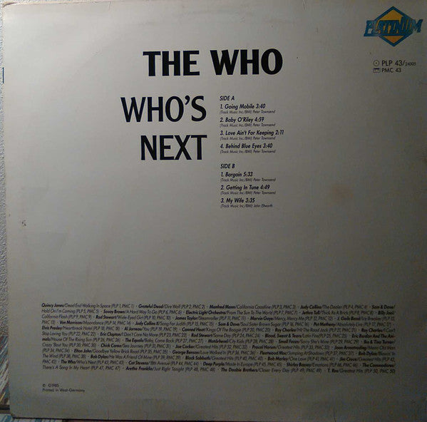 Release: Who's Next-Vinyl-Germany-1985-PLP 43, 24005-1621314