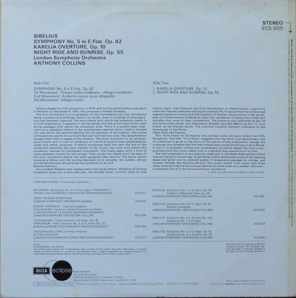 Master Release: Symphony No.5 / Karelia Overture / Night Ride And Sunrise by Jean Sibelius