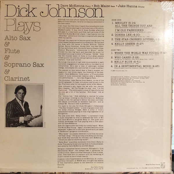 Release: Dick Johnson Plays Alto Sax & Flute & Soprano Sax & Clarinet-Vinyl-US-1980-CJ-107-2107391