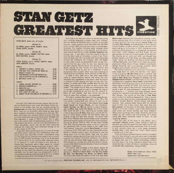 Release: Stan Getz Quartets-Vinyl-US-1964-PR 7337-8875747