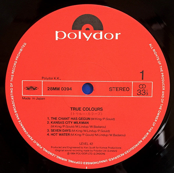 Release: True Colours-Vinyl-Japan-1984-28MM 0394-5195933