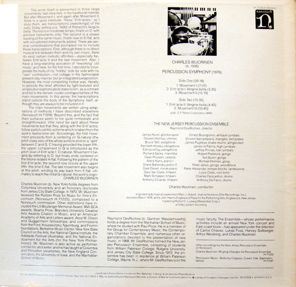 Master Release: Percussion Symphony by Charles Wuorinen