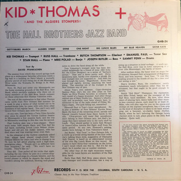 Release: Kid Thomas And The Algiers Stompers + The Hall Brothers Jazz Band-Vinyl-US-1964-GHB-24-5448664