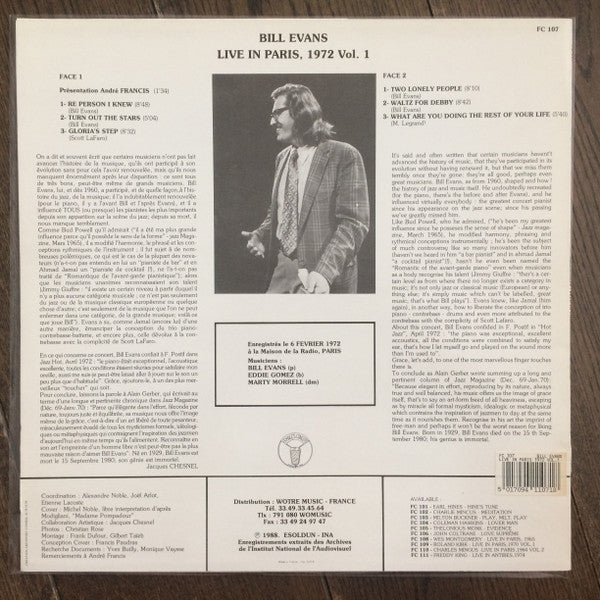 Release: Live In Paris 1972 Vol. 1-Vinyl-France-1988-FC 107-1421489