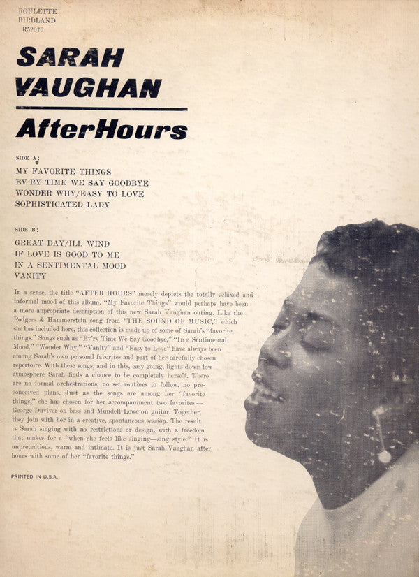 Master Release: After Hours by Sarah Vaughan