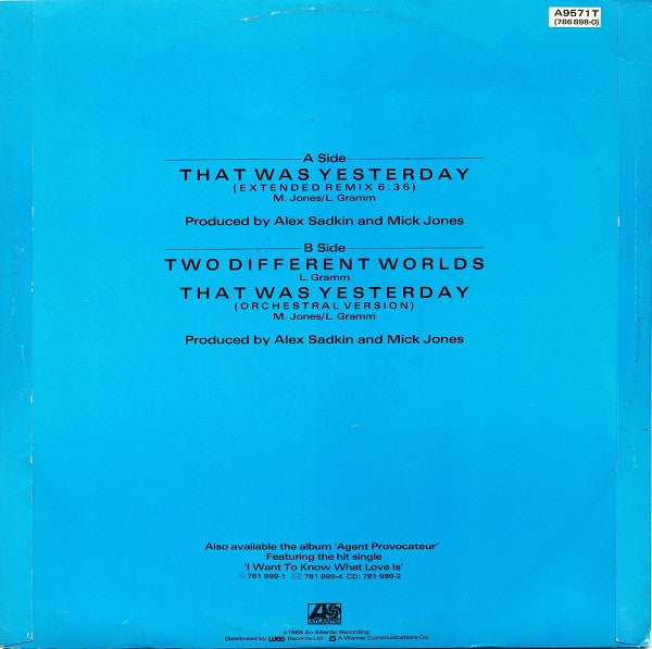 Master Release: That Was Yesterday by Foreigner