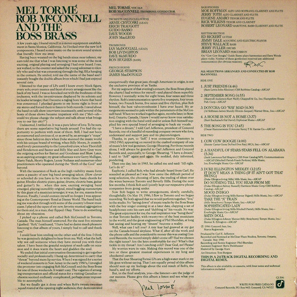 Master Release: Mel Tormé -  Rob McConnell And The Boss Brass by Mel Tormé