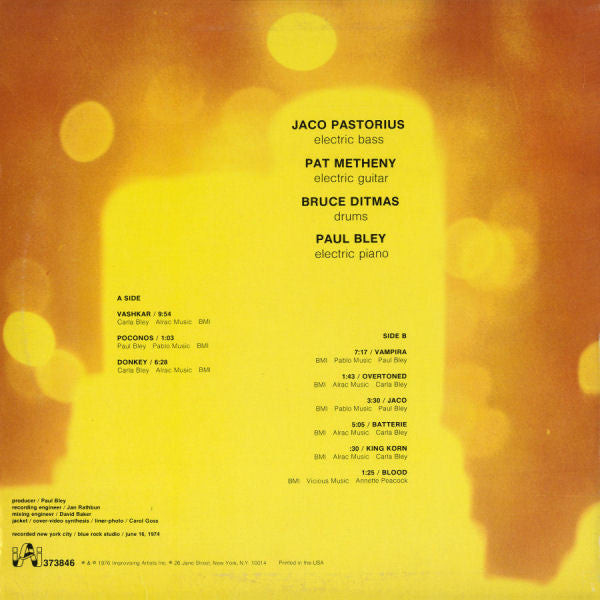 Pastorius / Metheny / Ditmas / Bley