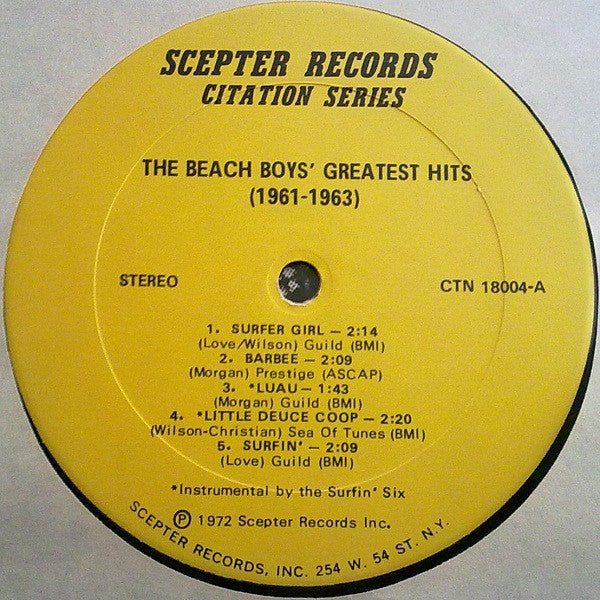 Release: The Beach Boys' Greatest Hits (1961-1963)-Vinyl-US-1972-CTN 18004-1722678