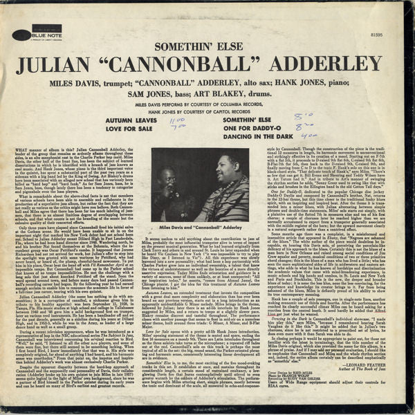 Release: Somethin' Else-Vinyl-US-1966-BST 81595, BLP 1595, BST 1595, 81595-1492820
