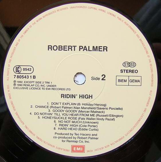 Master Release: Ridin' High by Robert Palmer