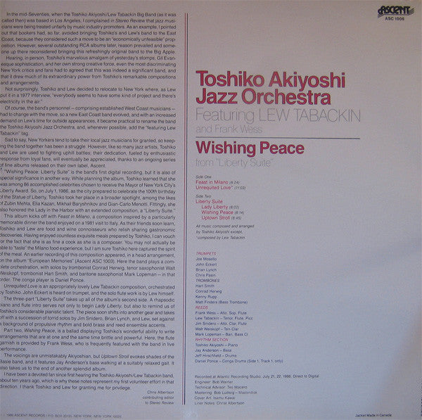 Master Release: Wishing Peace From "Liberty Suite" by Toshiko Akiyoshi Jazz Orchestra