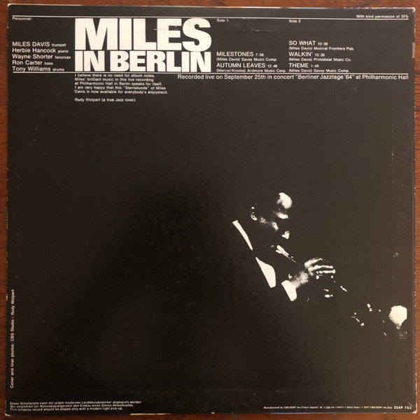 Release: Miles In Berlin-Vinyl-Japan-1977-25AP 763-12050089