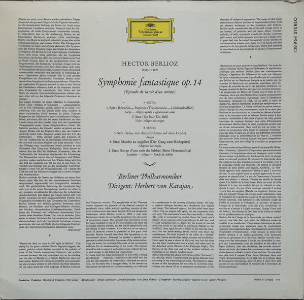 Release: Symphonie Fantastique-Vinyl-Germany-1966-138 964 SLPM, SLPM 138 964, 138 964-21298108