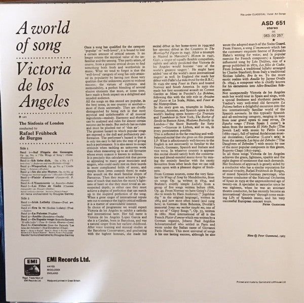 Master Release: A World Of Song by Victoria De Los Angeles