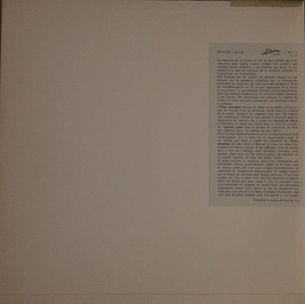 Release: Concerto In Si Minore,  Concerto In Sol Maggiore / Concerto In La Minore, Concerto In Fa Maggiore-Vinyl-France-None-SLC 2-12920129