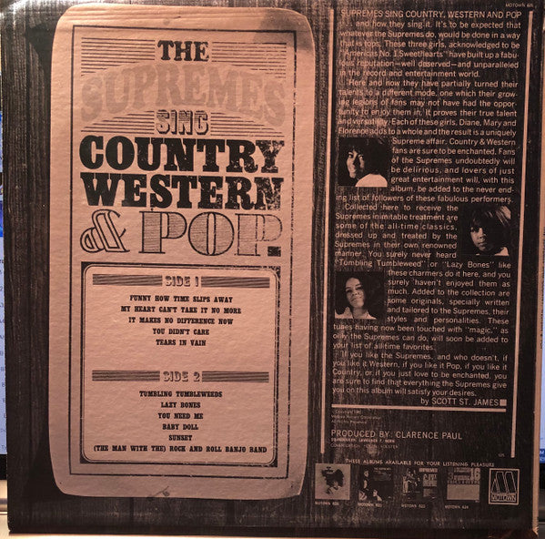 Master Release: Sing Country Western & Pop by The Supremes