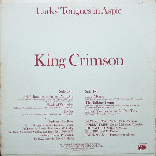 Release: Larks' Tongues In Aspic-Vinyl-US-None-SD 7263-13393838