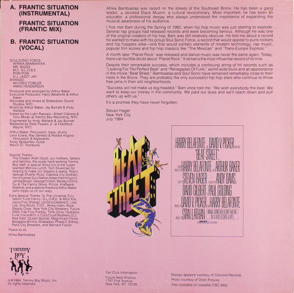 Release: Frantic Situation-Vinyl-US-1984-TB 849-51473