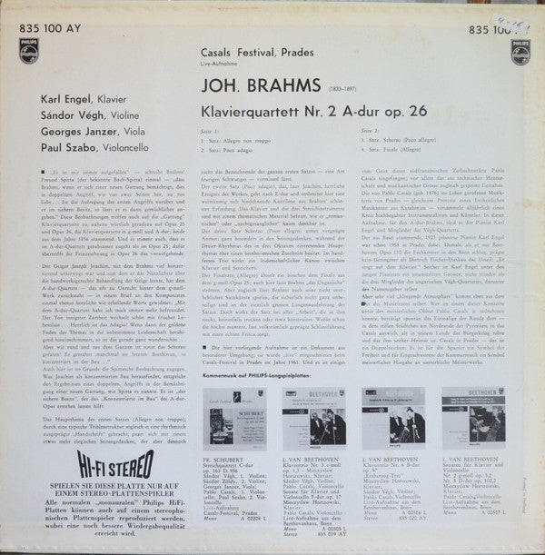 Klavierquartett Nr. 2 A-Dur Op. 26 (Casals Festival Prades)