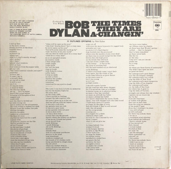 Release: The Times They Are A-Changin'-Vinyl-US-None-8905, PC 8905-13186753