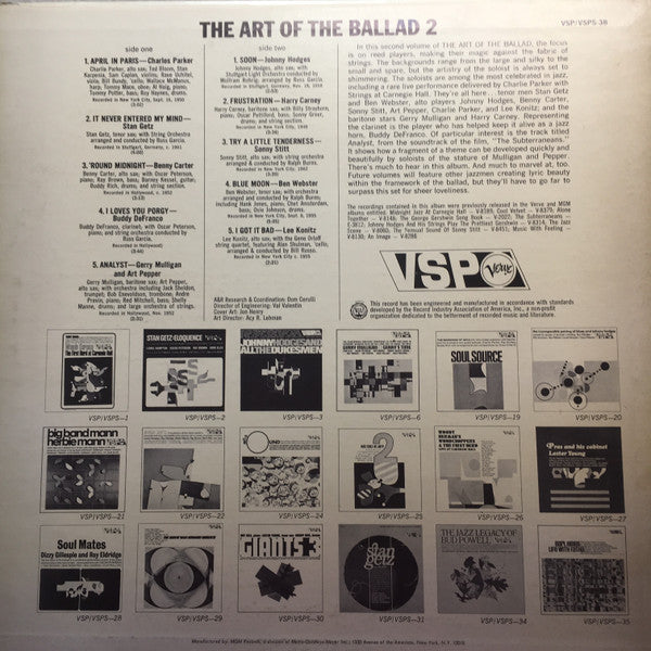 Release: The Art Of The Ballad 2-Vinyl-US-1966-VSP-38, VSP 38-10560168