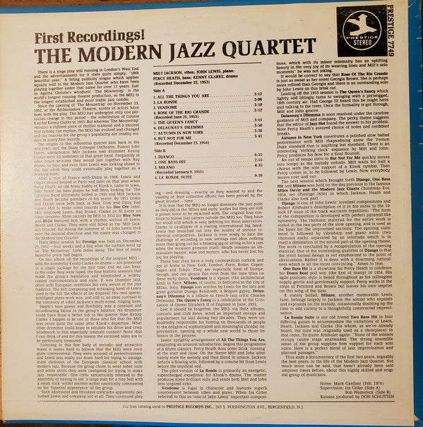 Master Release: First Recordings! by The Modern Jazz Quartet