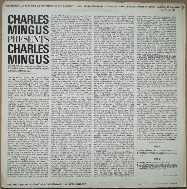 Release: Presents Charles Mingus-Vinyl-France-None-30 AM 6082-12867866