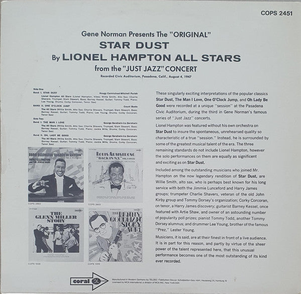 Release: Gene Norman Presents "Just Jazz"-Vinyl-Japan-None-COPS 2451, VIM-5505 (M)-27445869