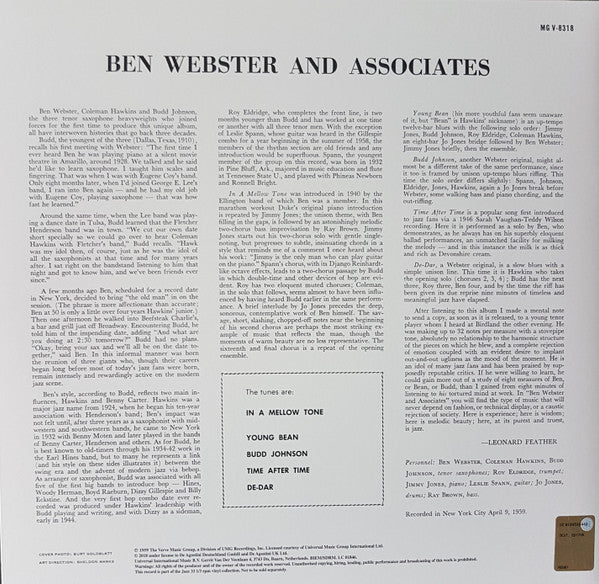 Release: Ben Webster And Associates-Vinyl-UK & Ireland-2018-MG V-8318-12146489