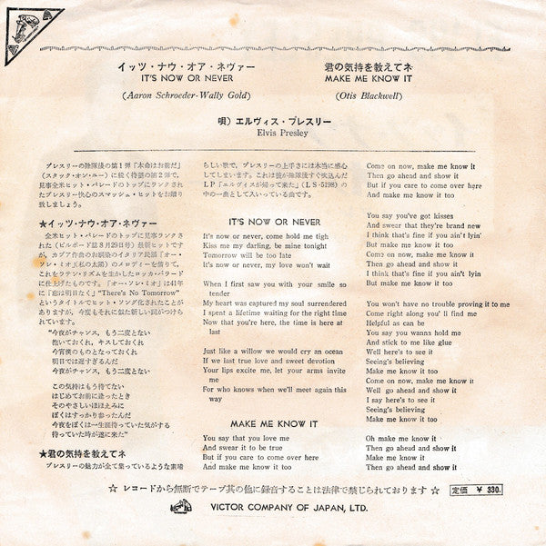 Master Release: It's Now Or Never / A Mess Of Blues by Elvis Presley