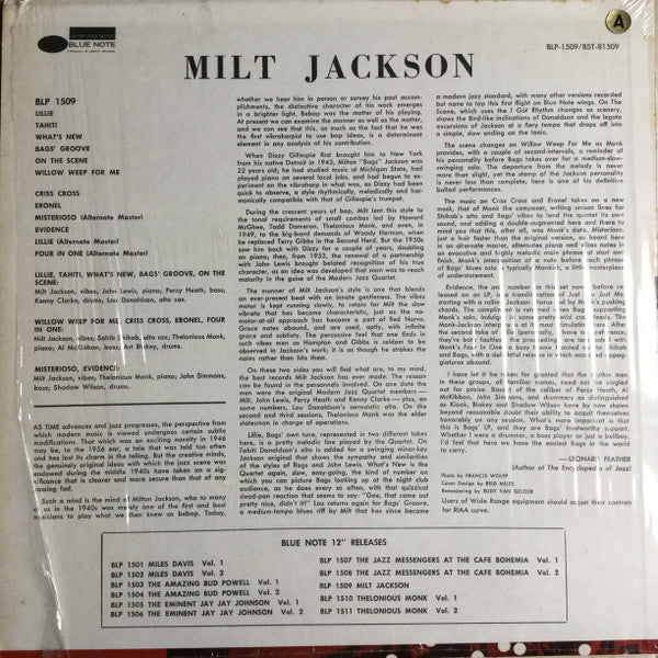 Milt Jackson With John Lewis, Percy Heath, Kenny Clarke, Lou Donaldson And The Thelonious Monk Quintet