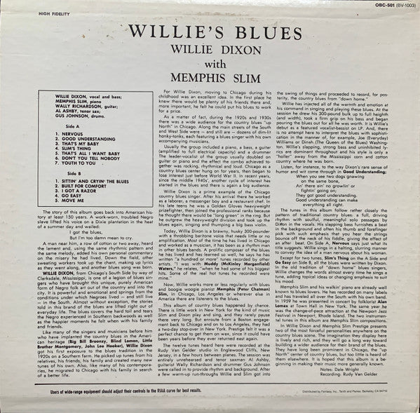 Release: Willie's Blues-Vinyl-US-1984-1003, BV-1003, OBC-501-18443986