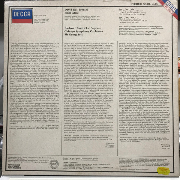Release: Final Alice-Vinyl-UK-1981-SXDL 7516-12412764