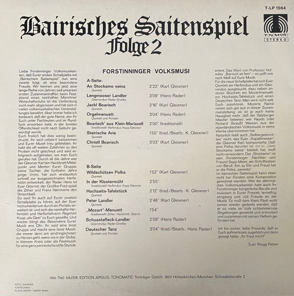 Master Release: Bairisches Saitenspiel Folge 2 by Forstinninger Volksmusik