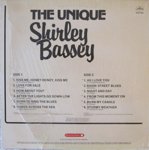 Master Release: The Unique Shirley Bassey by Shirley Bassey
