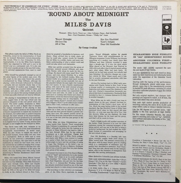 Release: 'Round About Midnight-Vinyl-US-1972-CS 8649-11436634