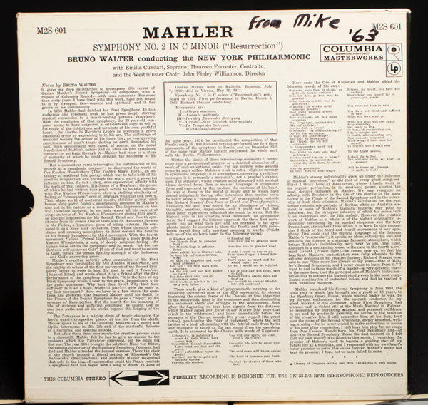 Master Release: Symphony No. 2 In C Minor "Resurrection" by Bruno Walter