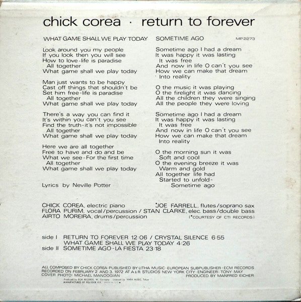 Release: Return To Forever-Vinyl-Japan-1972-MP 2273-4793170