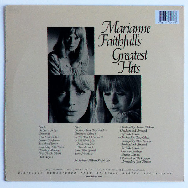 Release: Marianne Faithfull's Greatest Hits-Vinyl-US-1987-PS 547, 75471-2077096