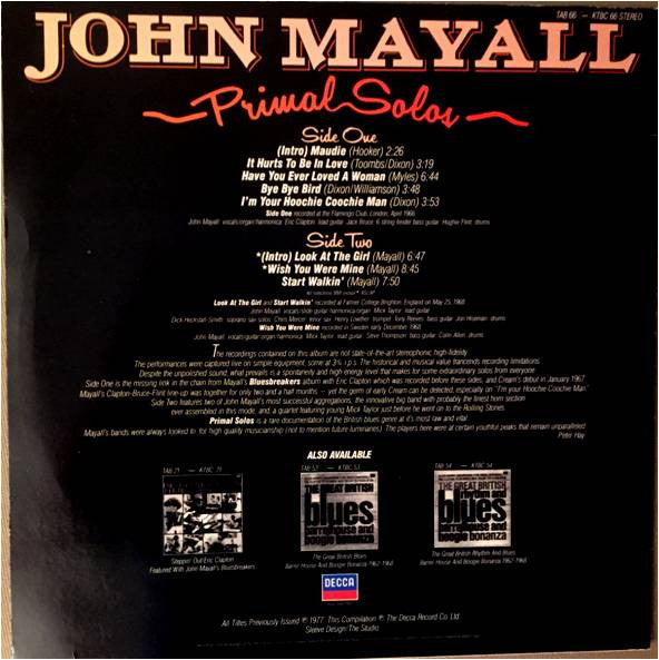 Release: Primal Solos-Vinyl-UK-1983-TAB 66-2678253