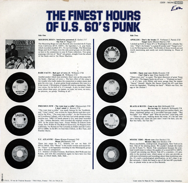 Release: The Finest Hours Of U.S. 60's Punk-Vinyl-France-1983-12039, EVA 12039-1718225