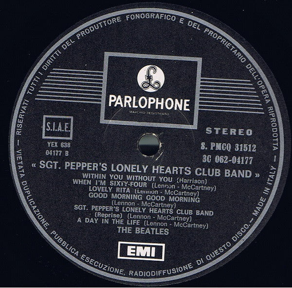 Release: Sgt. Pepper's Lonely Hearts Club Band-Vinyl-Italy-1970-SPMCQ 31512, S. PMCQ 31512, 3C 062-04177-9884726