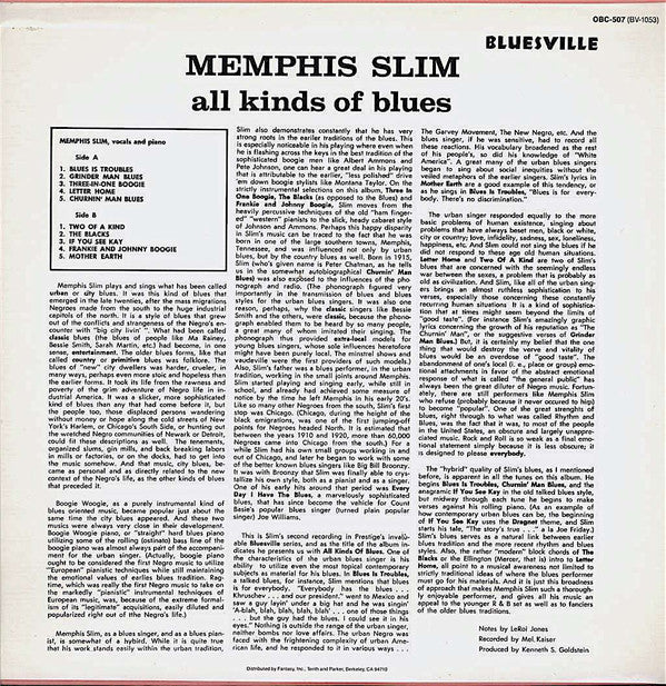 Master Release: All Kinds Of Blues by Memphis Slim
