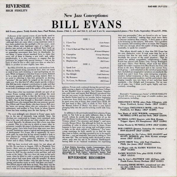 Release: New Jazz Conceptions-Vinyl-US-1982-OJC-025, RLP-223-1437352