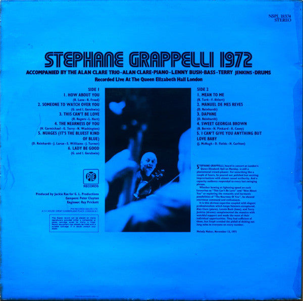 Release: Stéphane Grappelli 1972 (Recorded Live At The Queen Elizabeth Hall London)-Vinyl-UK-1972-NSPL 18374-3397246