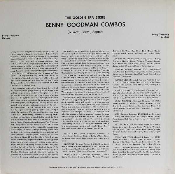Benny Goodman Combos (Quintet, Sextet, Septet)